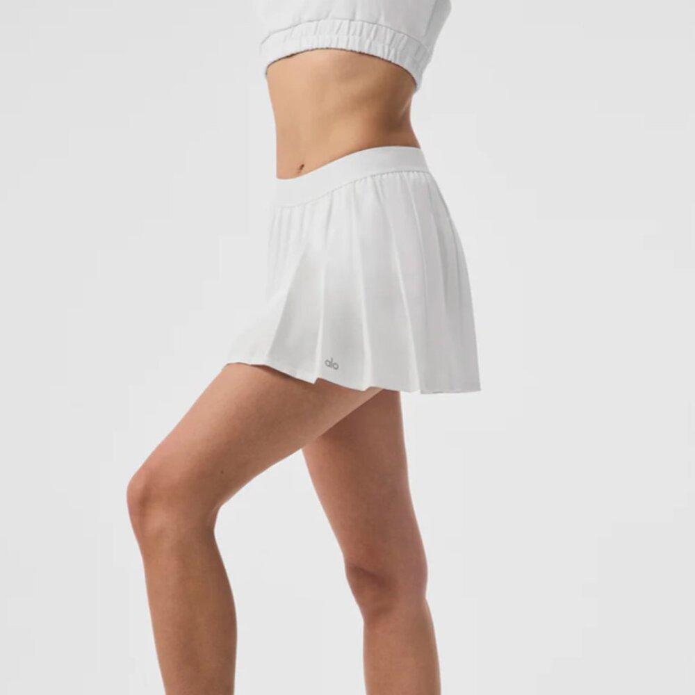 ALO Varsity Tennis Skirt in White